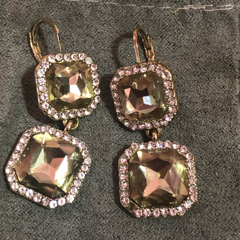 Monet Drop Earrings Gold Color with CZ